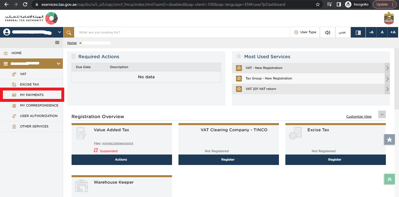  make VAT payments to FTA on Emaratax portal